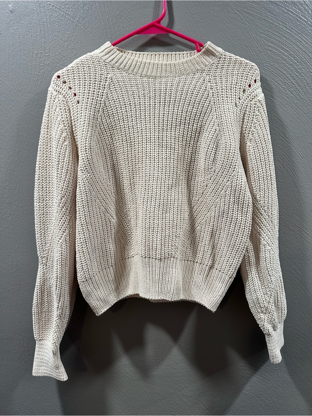 Poof! Cream Knit Scoop Neck Sweater